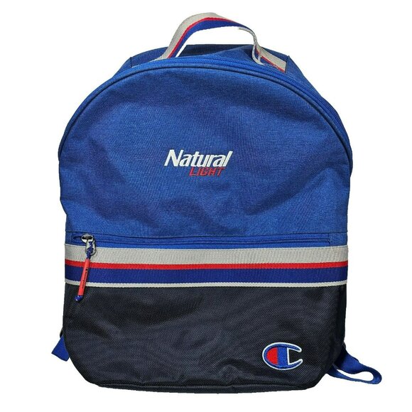 Champion Other - Champion Backpack Natural Light Beer Logo Blue Black Stripes 11x17" Travel Party